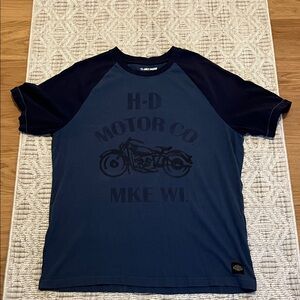 Harley Davidson Men's Vintage Spirit Raglan Navy Blue Graphic T-Shirt size L